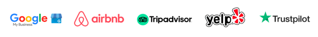 Supported review platforms: Google, Airbnb, Tripadvisor, Yelp and Trustpilot
