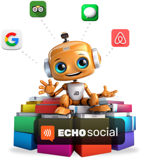 Echo Social robot pulling reviews from Google, Tripadvisor, Airbnb and other sites