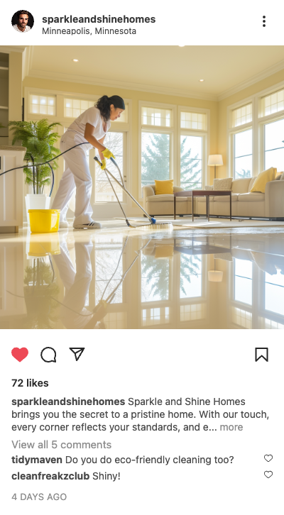 Example cleaning post: cleaner mopping a bright living room in Minneapolis