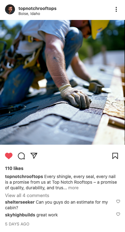 Example roofing post: roofer nailing shingles in Boise, Idaho